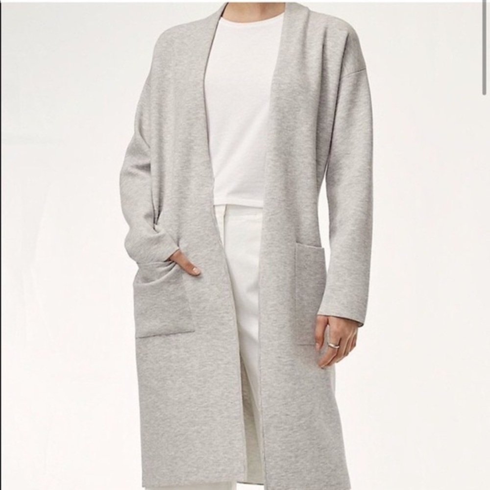 Aritzia Babaton Lance Wool Long Cardigan | Size XXS Dark Grey - Picture 2 of 9